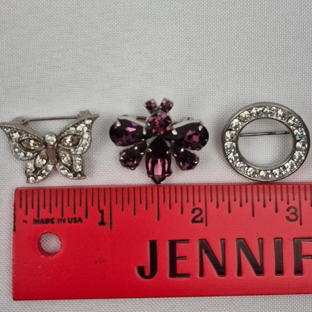 Lot 3 Vtg Rhinestone Brooches 1